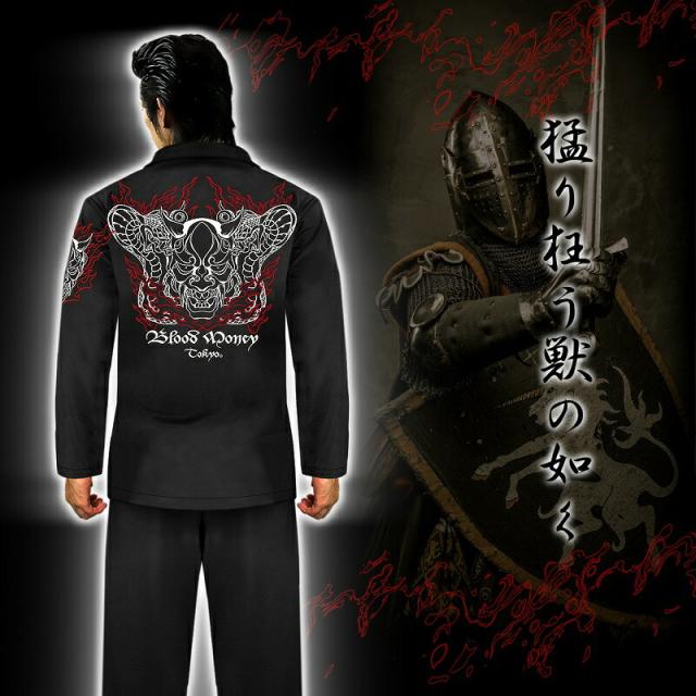 般若×蛇柄 長袖 セットアップ ジャージ BLOOD MONEY TOKYO 胸
