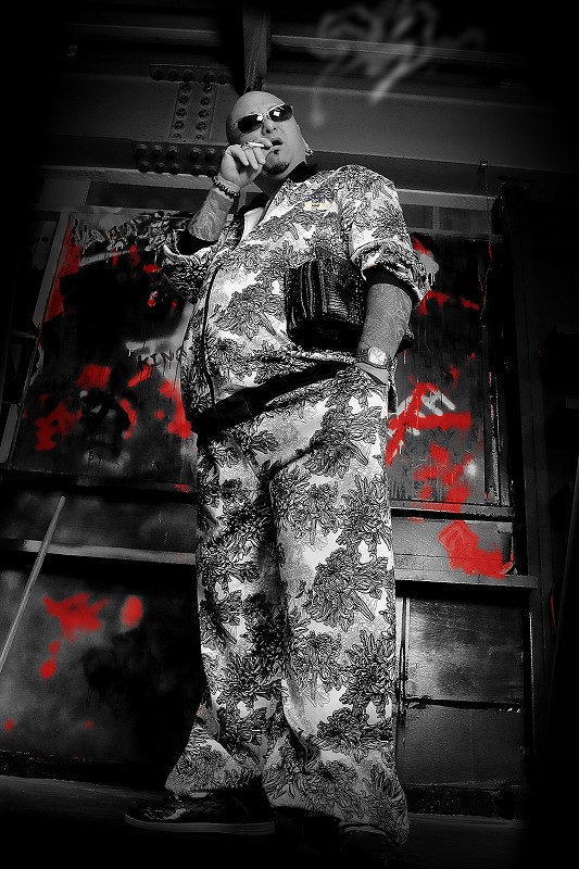 菊総柄 バロック柄 長袖 セットアップ ジャージ 白×黒 ヤクザ ヤンキー