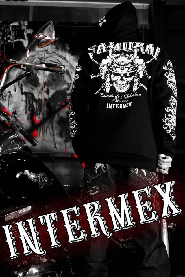 パーカー ブランドロゴ刺繍入り 侍 スカル 長袖 フード付き ジャケット