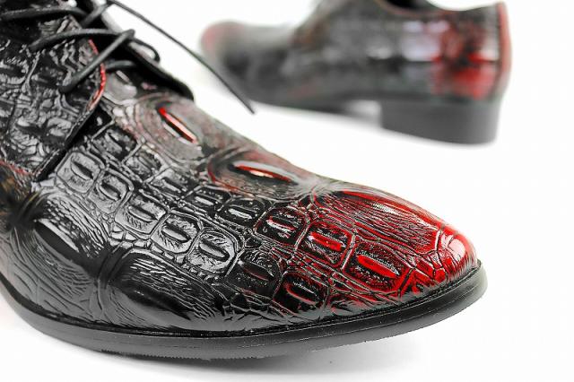 クロコ柄 トンガリ ドレスシューズ 赤 短靴 革靴 メンズ シューズ ファッション オラオラ系 悪の通販はau Pay マーケット Birth Japan