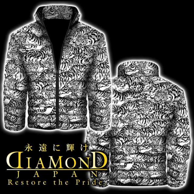 中綿ジャケット 服 DIAMOND JAPAN dj-122 百虎総柄 和柄 白 黒 防寒 