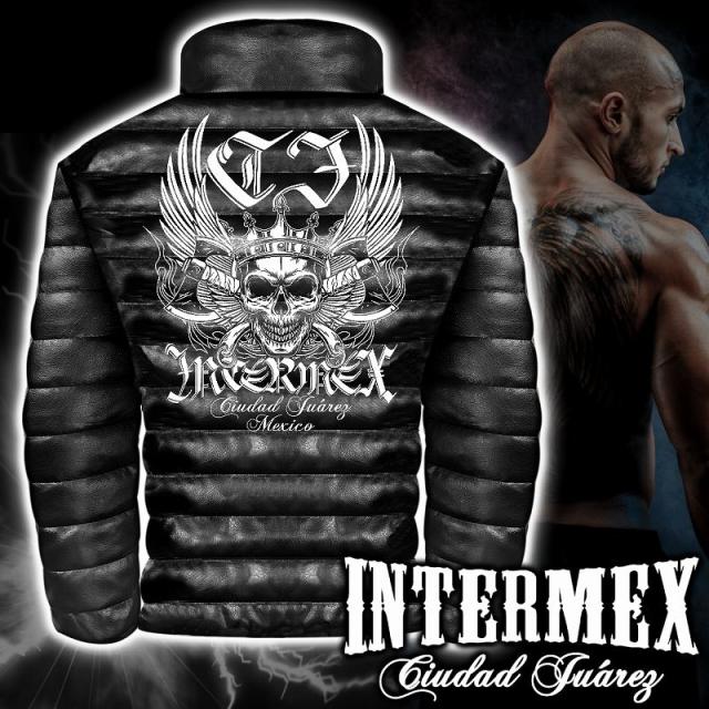 レザー調 中綿ジャケット メンズファッション オラオラ系 INTERMEX ITM-048 羽スカル 髑髏 ヤンキー 防寒 上着 服 ヤクザ ブランド 刺繍 秋冬 ライダース バイク乗り ギャング チカーノ B系 HIPHOP系 バイカー 悪党の店 バースジャパン BIRTHJAPAN_7
