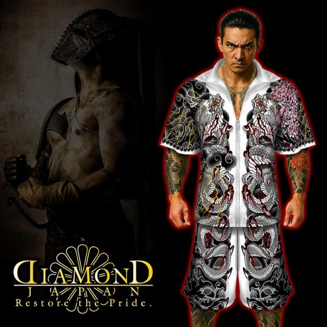 5月中旬頃入荷予定】 和柄 刺青龍 総柄 半袖 セットアップ ジャージ DJ