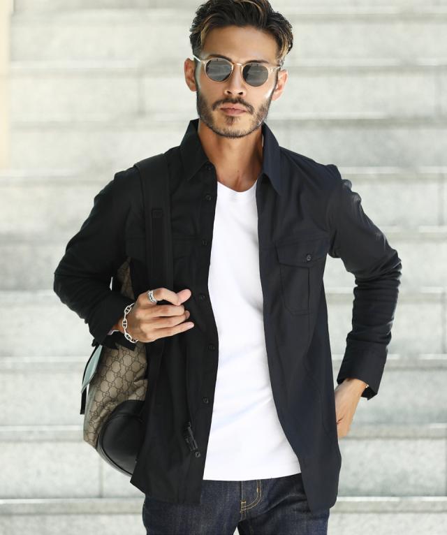 ミリタリーシャツ メンズ トップス 長袖シャツ 無地 白シャツ カジュアルシャツ ワークシャツ ストレッチ素材 伸縮性 21 Trend D Roshの通販はau Pay マーケット Jiggys Shop