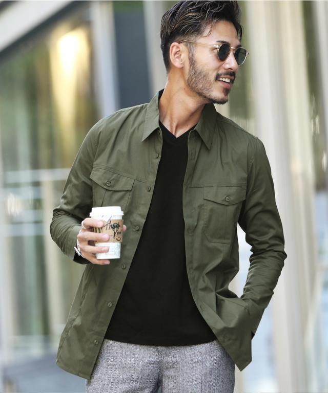 ミリタリーシャツ メンズ トップス 長袖シャツ 無地 白シャツ カジュアルシャツ ワークシャツ ストレッチ素材 伸縮性 21 Trend D Roshの通販はau Pay マーケット Jiggys Shop