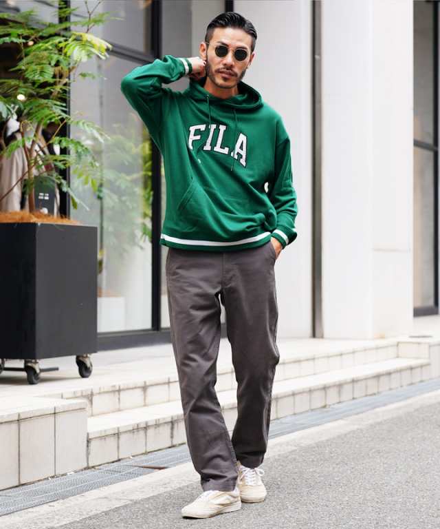 FILA フィラ カレッジロゴラインリブプルパーカー パーカー メンズ