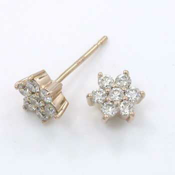 ダイヤモンドピアス K18PG天然ダイヤ0.2ctx2ピアスtypeAAA(シリコン