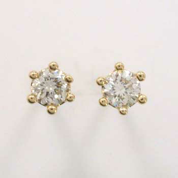 18金ピンクゴールド/18金ホワイトゴールド/18金ゴールド3種類からお選びいただけます。ダイヤモンド 0.1ctx2 六本爪 ミルククラウンピアス typeAAA(太さ0.9mmｘ長さ10mm芯・シリコンキャッチ付）送料無料の通販は