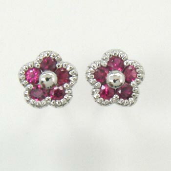ルビー フラワーモチーフピアス18金ゴールド/18金ホワイトゴールド2  