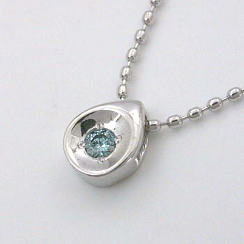 K10WG ブルーダイヤモンドネックレス 0.18ct 美品 刻印