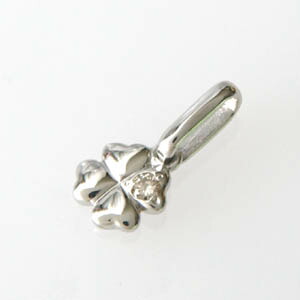 レディース プレゼント K18WG/K18YG(青金)からお選びいただけます。天然ダイヤ 0.02カラット 四葉ペンダントヘッド typeAAの通販は