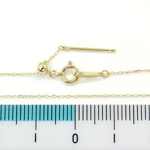 スライドピン 長さ45センチ 10金(K10) スライドピン 小豆 チェーン(幅0.75mm・長さ45cm)長さ調整・抜き差し可能・引き輪プレート付きの通販は