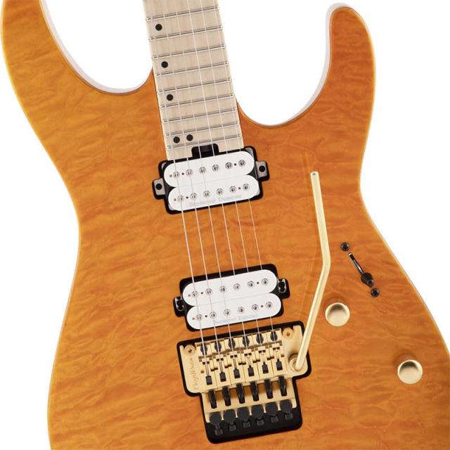 Charvel Pro-Mod DK24 HH FR M Mahogany with Quilt Maple (Dark Amber/Maple)_3