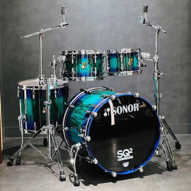 SONOR SQ2 System Beech Vintage 4pc Drum Kit - Green Lacquer over Blue Burst Finish with African Marble [BD22，TT10&12，FT16]【特注品】の通販は