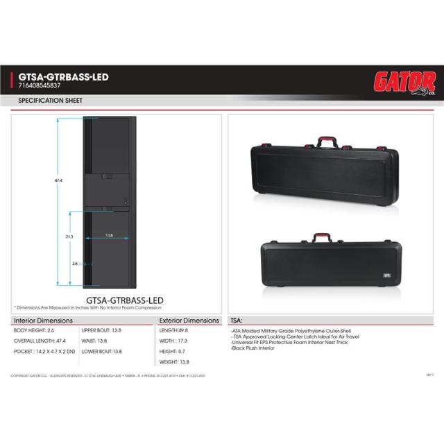 GATOR TSA ATA Molded Bass Guitar Case with LED Light [GTSA-GTRBASS-LED/エレキベース用]_5