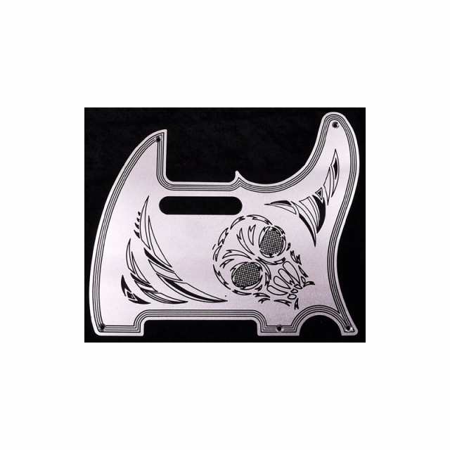 B，W&R Custom Engraved Aluminium Pickguard TL用 Skull BLK