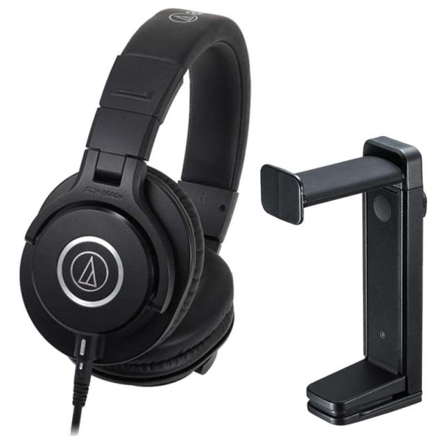 audio-technica 【クリエイター応援キャンペーン】ATH-M40x+サンワサプライ PDA-STN25BK ヘッドフォンハンガーセット (オーディオテクニカ)(密閉型)(モニターヘッドホン)(サンワサプライ)(ヘッドホンスタンド)