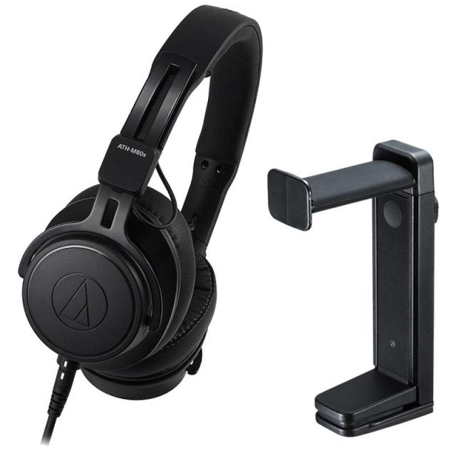 audio-technica 【クリエイター応援キャンペーン】ATH-M60xa+サンワサプライ PDA-STN25BK ヘッドフォンハンガーセット (オーディオテクニカ)(密閉型)(モニターヘッドホン)(サンワサプライ)(ヘッドホンスタンド)