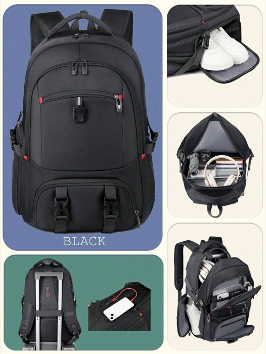 [ 7日から10日程度でお届け予定 ] バッグ メンズ バックパック 1個 ファッショナブルなトラベルバックパック、ラゲッジストラップ付き、容量を広げられる、ポータブルミニマリストワークバッグ、多数のコンパートメント付き、ポート付き個性的なスクールバッグ