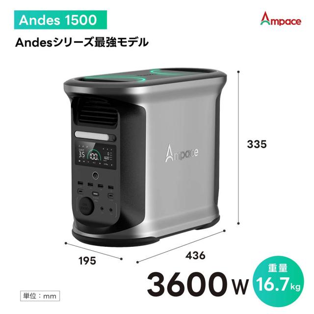 ポータブル電源 蓄電池 発電機 家庭用 コンパクト 出力 2000W 容量 1462WH 非常用電源 災害対策 大容量 ANDES 1500 蓄電池 発電機 ポータブルバッテリー 急速充電 車中泊 停電対策 防災グッズ 家庭用非常用電源 持ち運びやすい 防災対策 地震対策_12
