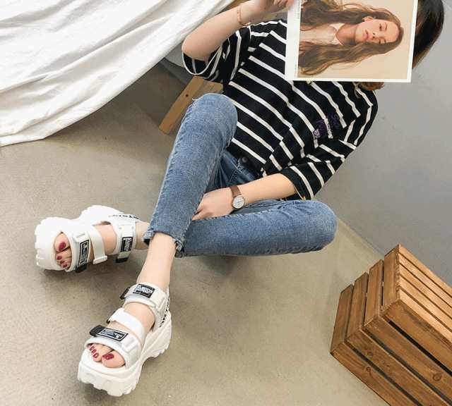 スポーツサンダル  レディース シューズ 厚底 サンダル 大きい 歩きやすい 小さい 靴 シューズ 厚底サンダル お出かけ 旅行 カジュアルの通販は
