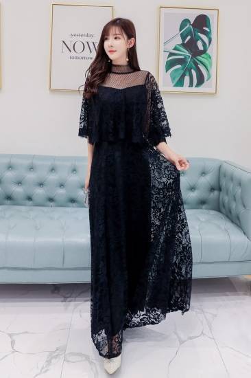 パーテイードレス 個性的 ロング 総レース ケープ風 黒 白 袖あり かっこいい 大きいサイズ 透け感 結婚式 お呼ばれ ドレス 演奏会 ロンの通販は パーテイードレス 個性的 ロング 総レース ケープ風 黒 白 袖あり かっこいい 大きいサイズ 透け感 結婚式 お呼ばれ ドレス 演奏会 ロンの通販は