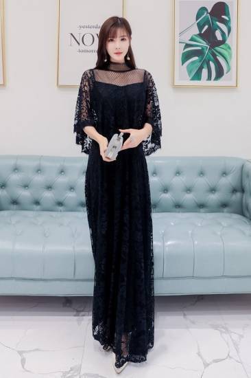 パーテイードレス 個性的 ロング 総レース ケープ風 黒 白 袖あり かっこいい 大きいサイズ 透け感 結婚式 お呼ばれ ドレス 演奏会 ロンの通販は パーテイードレス 個性的 ロング 総レース ケープ風 黒 白 袖あり かっこいい 大きいサイズ 透け感 結婚式 お呼ばれ ドレス 演奏会 ロンの通販は