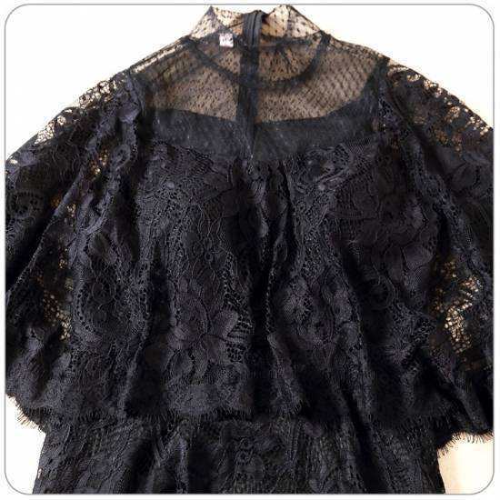 パーテイードレス 個性的 ロング 総レース ケープ風 黒 白 袖あり かっこいい 大きいサイズ 透け感 結婚式 お呼ばれ ドレス 演奏会 ロンの通販は パーテイードレス 個性的 ロング 総レース ケープ風 黒 白 袖あり かっこいい 大きいサイズ 透け感 結婚式 お呼ばれ ドレス 演奏会 ロンの通販は