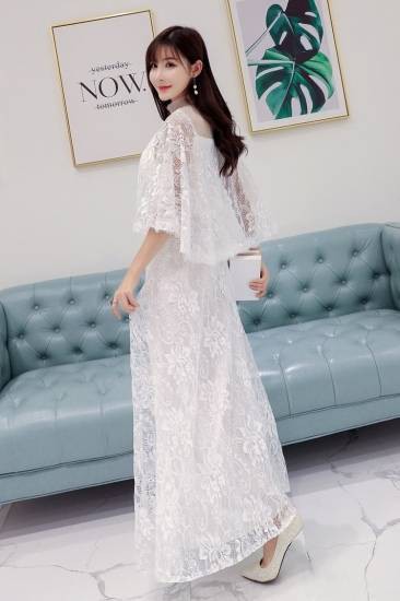 パーテイードレス 個性的 ロング 総レース ケープ風 黒 白 袖あり かっこいい 大きいサイズ 透け感 結婚式 お呼ばれ ドレス 演奏会 ロンの通販は パーテイードレス 個性的 ロング 総レース ケープ風 黒 白 袖あり かっこいい 大きいサイズ 透け感 結婚式 お呼ばれ ドレス 演奏会 ロンの通販は