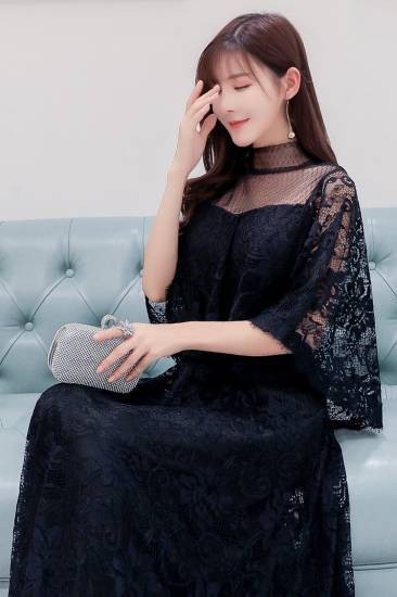 パーテイードレス 個性的 ロング 総レース ケープ風 黒 白 袖あり かっこいい 大きいサイズ 透け感 結婚式 お呼ばれ ドレス 演奏会 ロンの通販は パーテイードレス 個性的 ロング 総レース ケープ風 黒 白 袖あり かっこいい 大きいサイズ 透け感 結婚式 お呼ばれ ドレス 演奏会 ロンの通販は