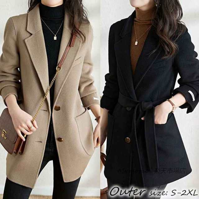 チェスターコート レディース 40代 長袖ラシャコート 黒 ミディアム丈チェスタージャケット スーツオーバー 冬服 春コートアウター 秋服の通販は 6,320円