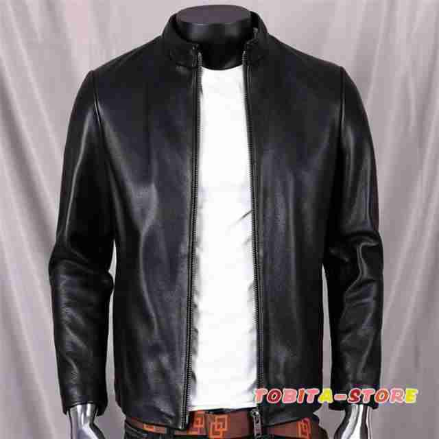 メンズ革ジャン 本革 秋冬 レザージャケット ライダースジャケット スリム バイクウェア シングル 男性用 上品 防寒防風の通販は