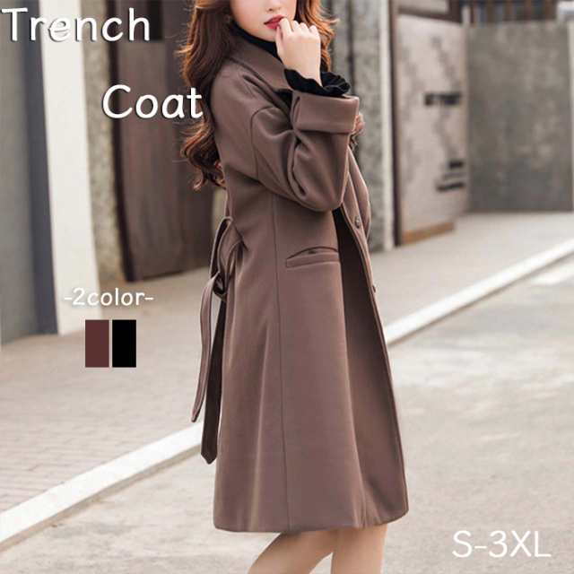 秋冬 トレンチコート ミディアム 大きいサイズありの通販は 7,954円