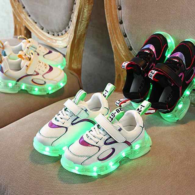 【13.5cm-18.5cm】キッズ 光る靴 ダッドスニーカー マジックテープ USB充電式 スイッチの通販は 6,480円