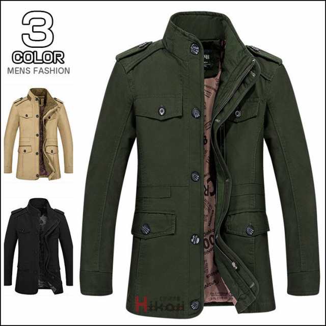 ハーフコート ミリタリーコート ジャケット メンズ スタンドカラー アウター 防風 コート ビジネス カジュアルの通販は 5,830円