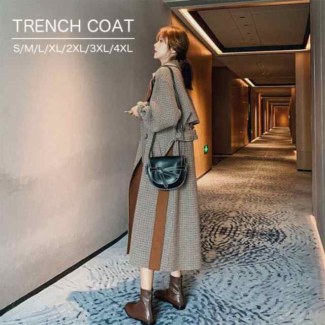 レビュー高評価商品 新登場 売上急増中 おしゃれ ギフトにも最適 大きいサイズあり 格子柄 SMLXL2 コート ロングコート スプリングコート トレンチコート 長袖 ロング丈 トレンチ 春 チェック柄 即納対応中 送料無料 クリスマスプレゼント 防寒対策