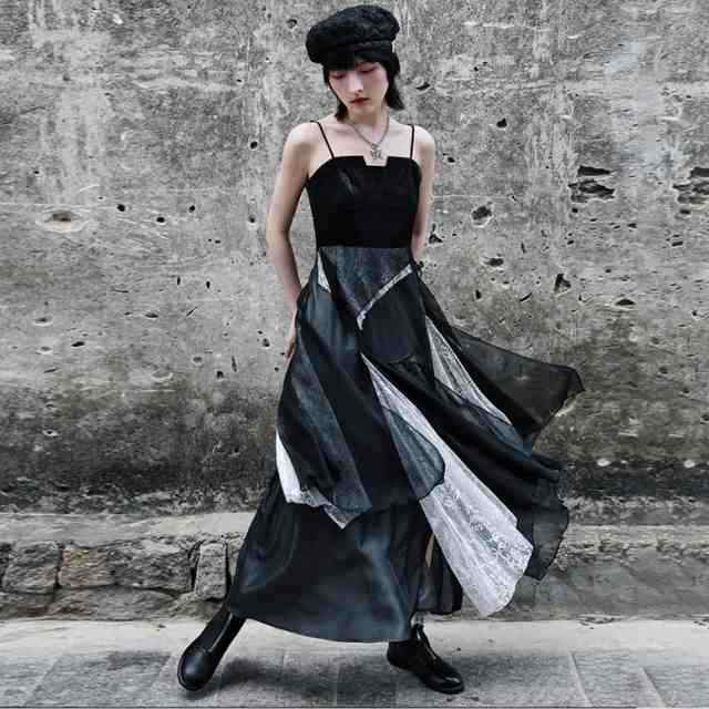 レビュー高評価商品 人気急上昇 ランキング常連 レディース ギフトにも最適 異素材MIX ドレス 袖なし ドッキングワンピース キャミソールワンピース 切り替え 在庫わずか ノースリーブ ワンピース ロングワンピース 送料無料 クリスマスプレゼント