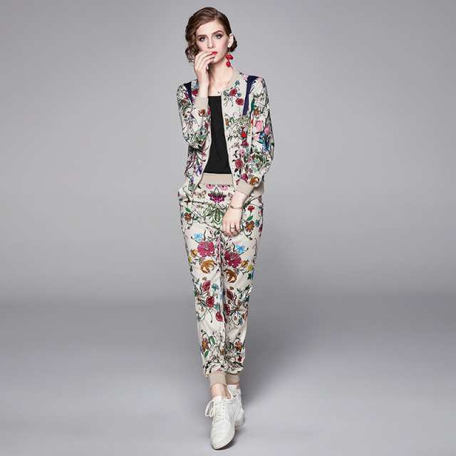 売上急増中 即納OK おしゃれ レディース 秋の新作特集 店長太鼓判 ジャケット 花柄 春 在庫わずか 長袖 セットアップ フラワー パンツ 夏 上下セット 個性的 ボタニカル かっこいい スウェット 送料無料 冬物