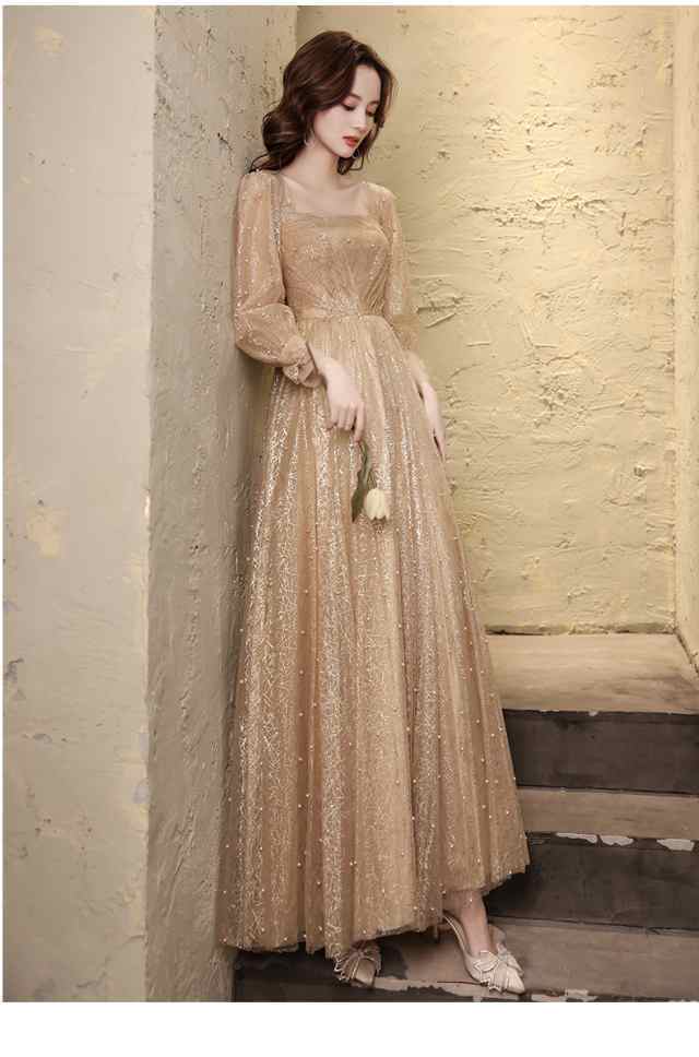 即納OK レビュー高評価 生活快適特集 ギフトにも最適 演奏会 華やか ピアノ お呼ばれ 在庫わずか 発表会 パーティードレス ロング 二次会 金色 ゴールド 個性的 結婚式 袖あり ドレス 送料無料 クリスマス