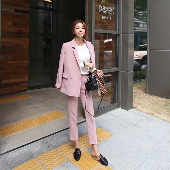 人気急上昇 レビュー高評価 シンプル レディース 家中時間充実化 ギフトにも最適 かっこいい 上下セット パンツ きれい スリム 大人可愛い ジャケット スーツ セットアップ 2色 長袖 ピンク 無地 黒 在庫わずか お買い得プライス クリスマス 冬物