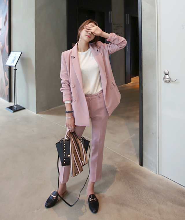 人気急上昇 レビュー高評価 シンプル レディース 家中時間充実化 ギフトにも最適 かっこいい 上下セット パンツ きれい スリム 大人可愛い ジャケット スーツ セットアップ 2色 長袖 ピンク 無地 黒 在庫わずか お買い得プライス クリスマス 冬物