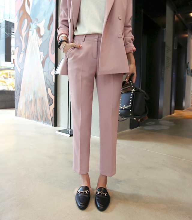 人気急上昇 レビュー高評価 シンプル レディース 家中時間充実化 ギフトにも最適 かっこいい 上下セット パンツ きれい スリム 大人可愛い ジャケット スーツ セットアップ 2色 長袖 ピンク 無地 黒 在庫わずか お買い得プライス クリスマス 冬物