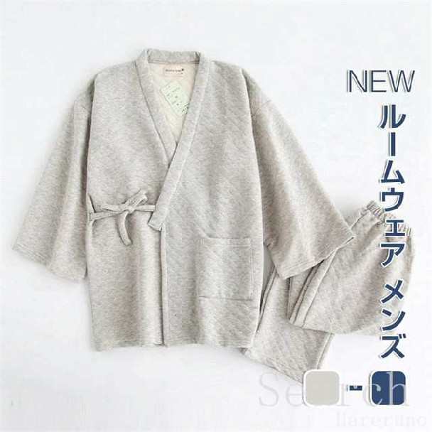 メンズルームウェア 作務衣 無地 和柄 さむえ 和服 男性 パジャマ 上下セットアップ 前開き 長袖 父の日 メンズパジャマ 部屋着 花火大会 5,896円