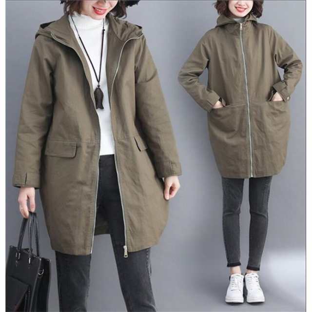 春コート スプリングコート レディース トレンチコート シンプル カジュアル フード 春 アウターの通販は 5,006円