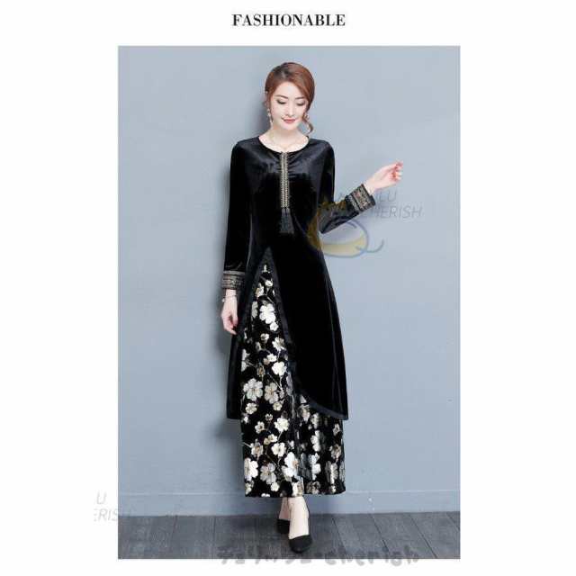 レビュー高評価商品 ランキング常連 新登場 レディース 品質安心 母 2点セット 春 卒業式スーツ セレモニースーツ ママ ワイドパンツ 今だけ 花柄 きれいめ 上品 長袖 結婚式 ワンピース 送料無料