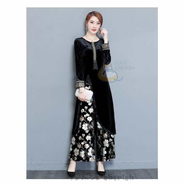 レビュー高評価商品 ランキング常連 新登場 レディース 品質安心 母 2点セット 春 卒業式スーツ セレモニースーツ ママ ワイドパンツ 今だけ 花柄 きれいめ 上品 長袖 結婚式 ワンピース 送料無料