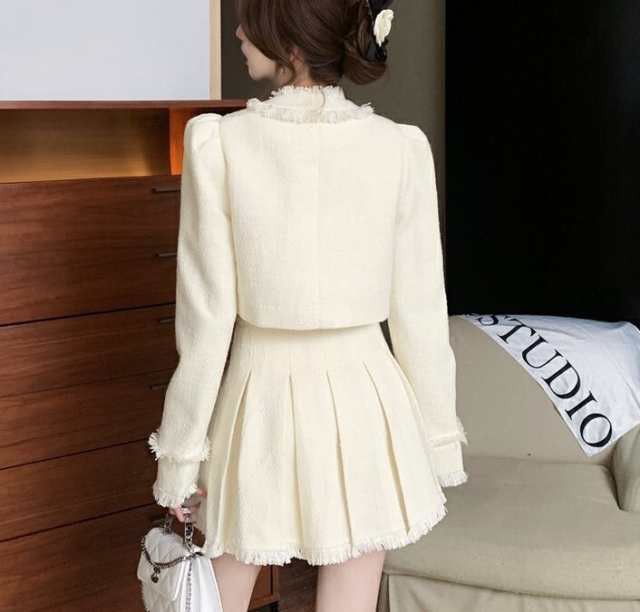 売上急増中 レディース 軽量仕様 生活快適特集 ギフトにも最適 在庫わずか ジャケット Vネック クロップド丈 スカート ショート丈 ミニスカート プリーツスカート クロップド セットアップ 長袖 スーツ 送料無料 クリスマスプレゼント 冬用