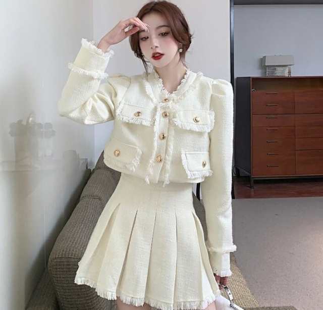 売上急増中 レディース 軽量仕様 生活快適特集 ギフトにも最適 在庫わずか ジャケット Vネック クロップド丈 スカート ショート丈 ミニスカート プリーツスカート クロップド セットアップ 長袖 スーツ 送料無料 クリスマスプレゼント 冬用