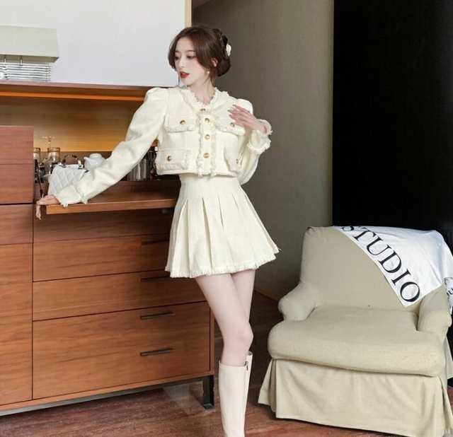 売上急増中 レディース 軽量仕様 生活快適特集 ギフトにも最適 在庫わずか ジャケット Vネック クロップド丈 スカート ショート丈 ミニスカート プリーツスカート クロップド セットアップ 長袖 スーツ 送料無料 クリスマスプレゼント 冬用