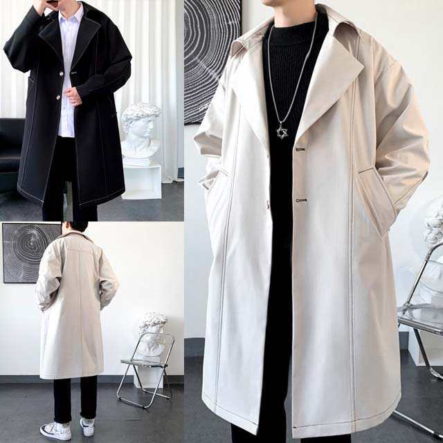 トレンチコート メンズ 春コート スプリングコート ダブルコート ロングコート 春服アウター チェスターコートメンズ M-3XL 2色選ぶの通販は